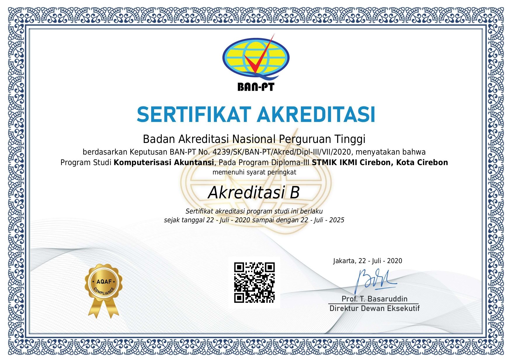 PROGRAM STUDI KOMPUTERISASI AKUNTANSI RAIH AKREDITASI “B” (BAIK SEKALI)