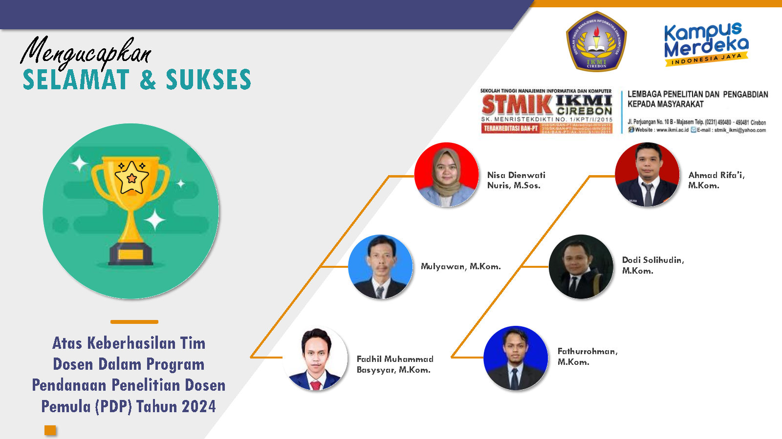 Enam Tim Dosen STMIK IKMI Cirebon Raih Dana Hibah Penelitian PDP 2024